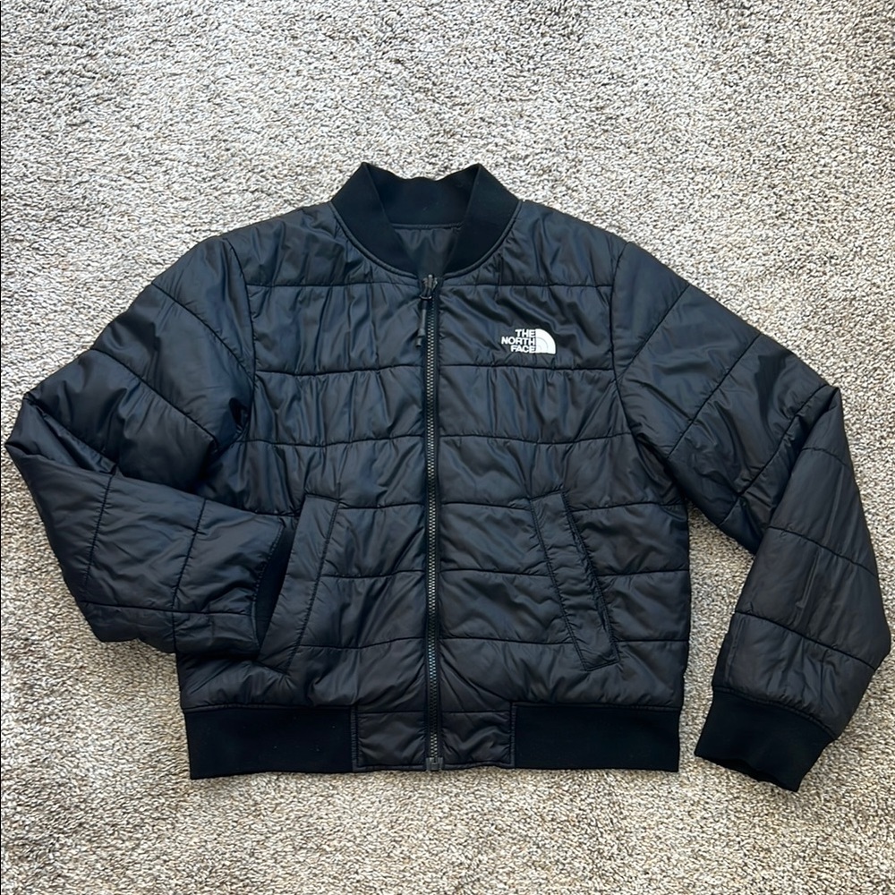 The North Face Reversible Black Bomber Jacket Quilted Design - M